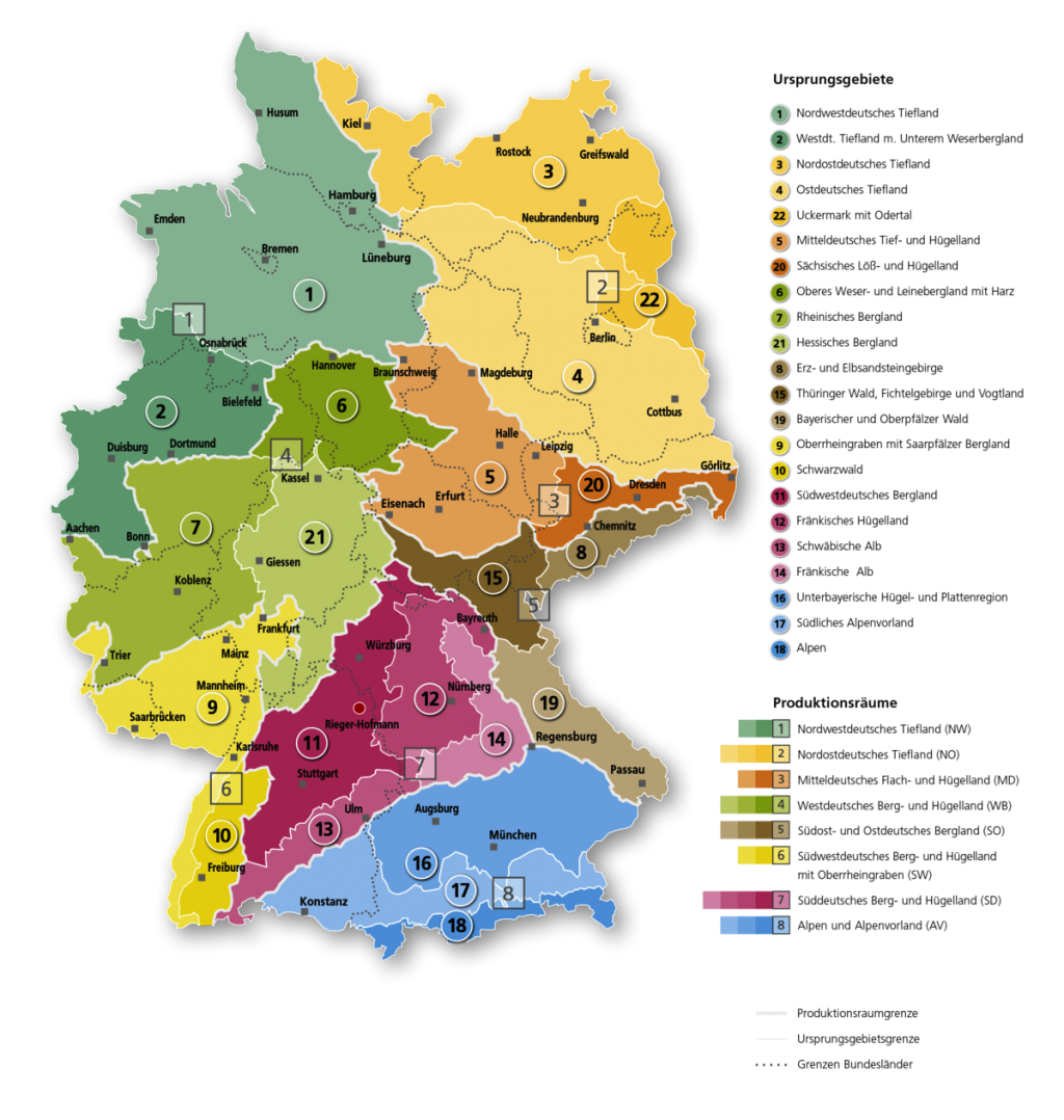 VWW Karte Regiosaat Ursprungsgebiete